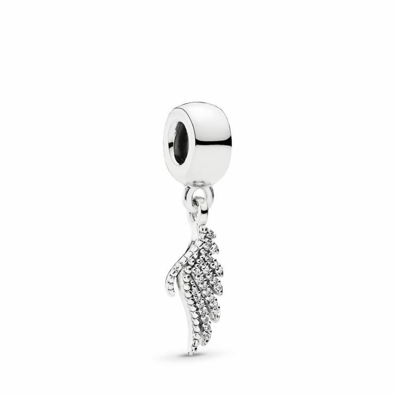 Pandora Majestic Feather Dangle Charm - Sterling Silver/Cubic Zirconia - Canada | VN1713HX